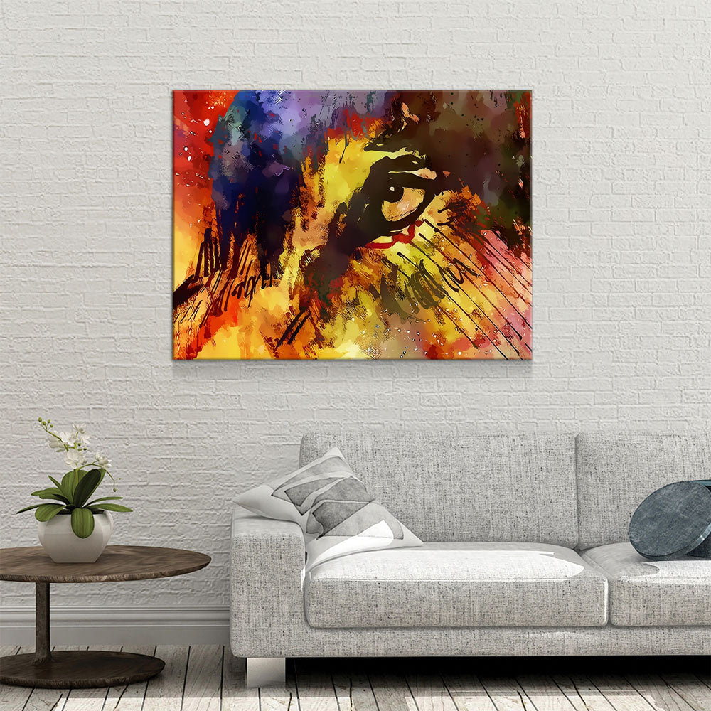 Eye Of The Wolf Abstract Canvas Wall Art, Wolves, Wolf Lover Canvas, Abstract Decor, Wolves art