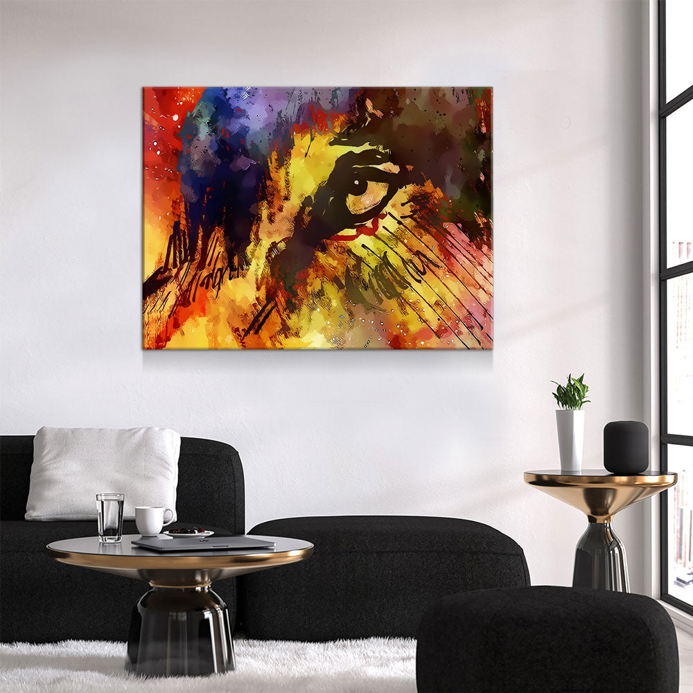 Eye Of The Wolf Abstract Canvas Wall Art, Wolves, Wolf Lover Canvas, Abstract Decor, Wolves art