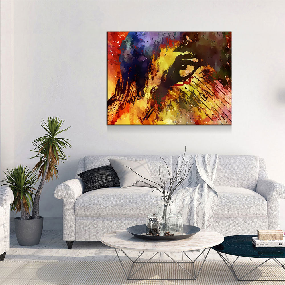 Eye Of The Wolf Abstract Canvas Wall Art, Wolves, Wolf Lover Canvas, Abstract Decor, Wolves art Gallery Wrap