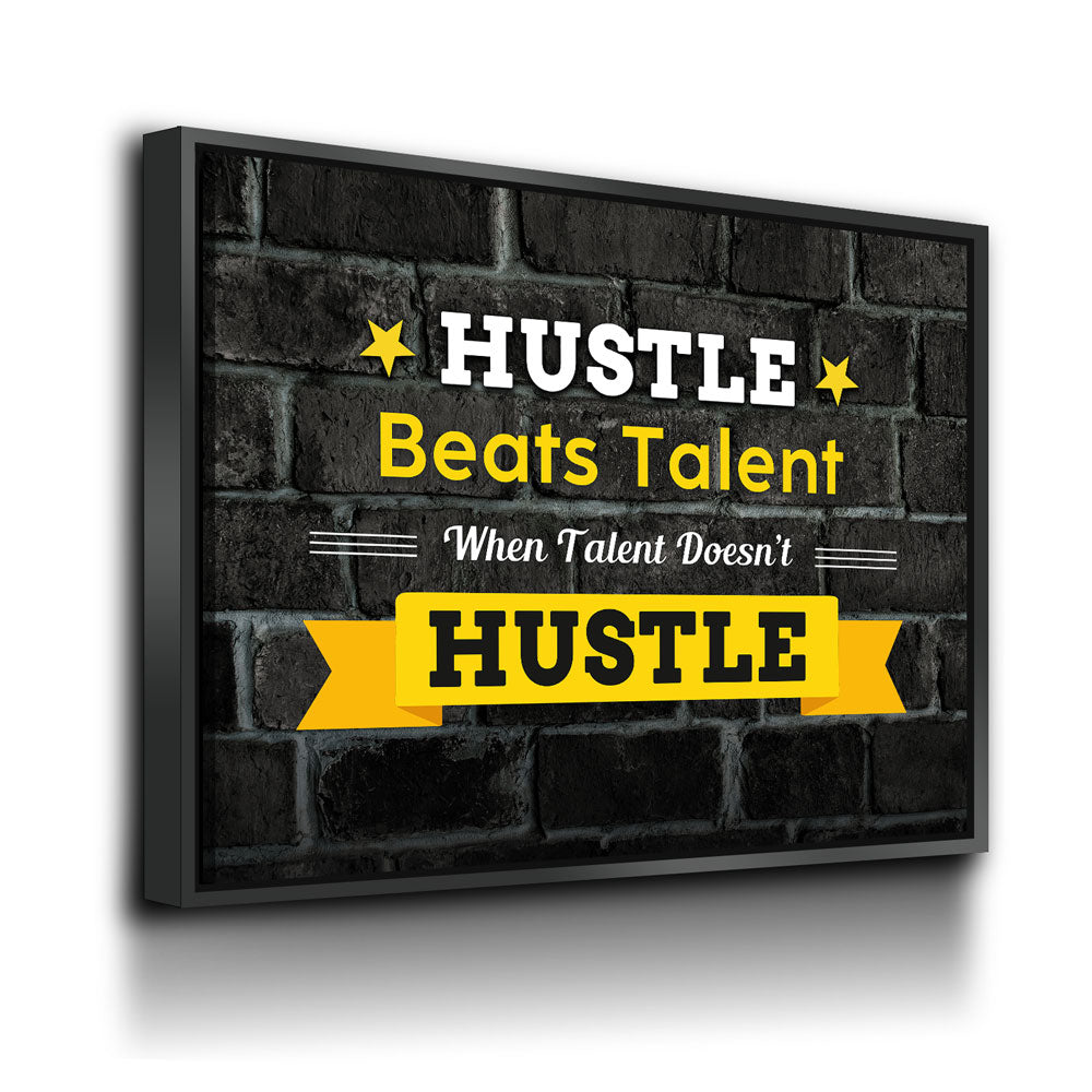 Hustle Beats Talent Canvas Wall Art Office Art Motivational
