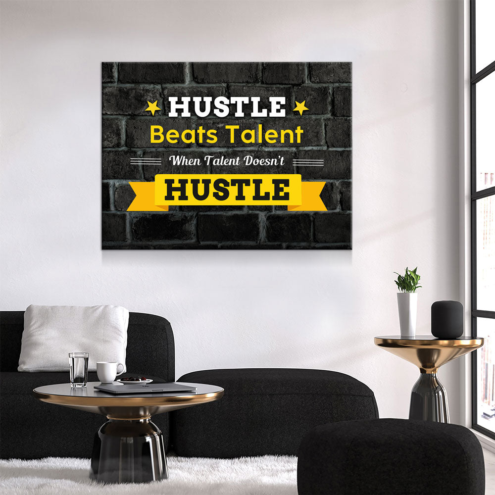 Hustle Beats Talent Canvas Wall Art Office Art Motivational Gallery Wrap