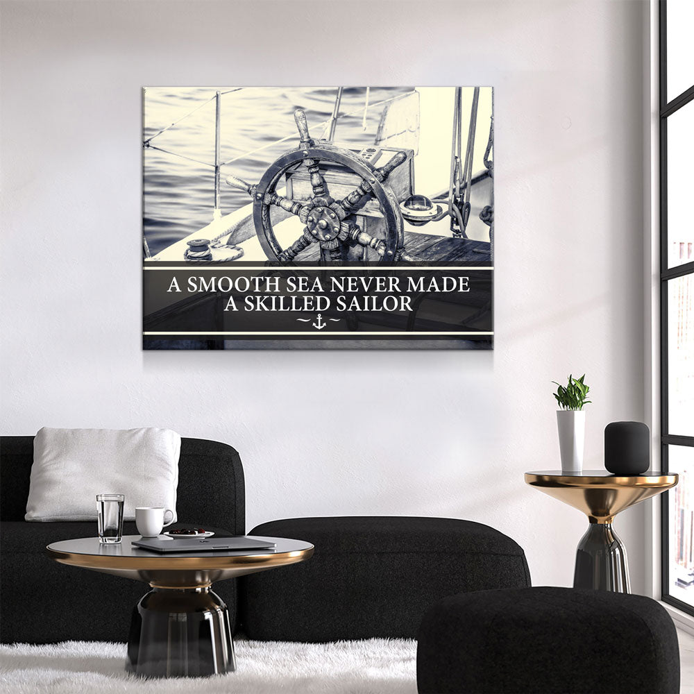 Smooth Sea Never Made A Skilled Sailor Framed Wall Art, Motivational Decor Gallery Wrap