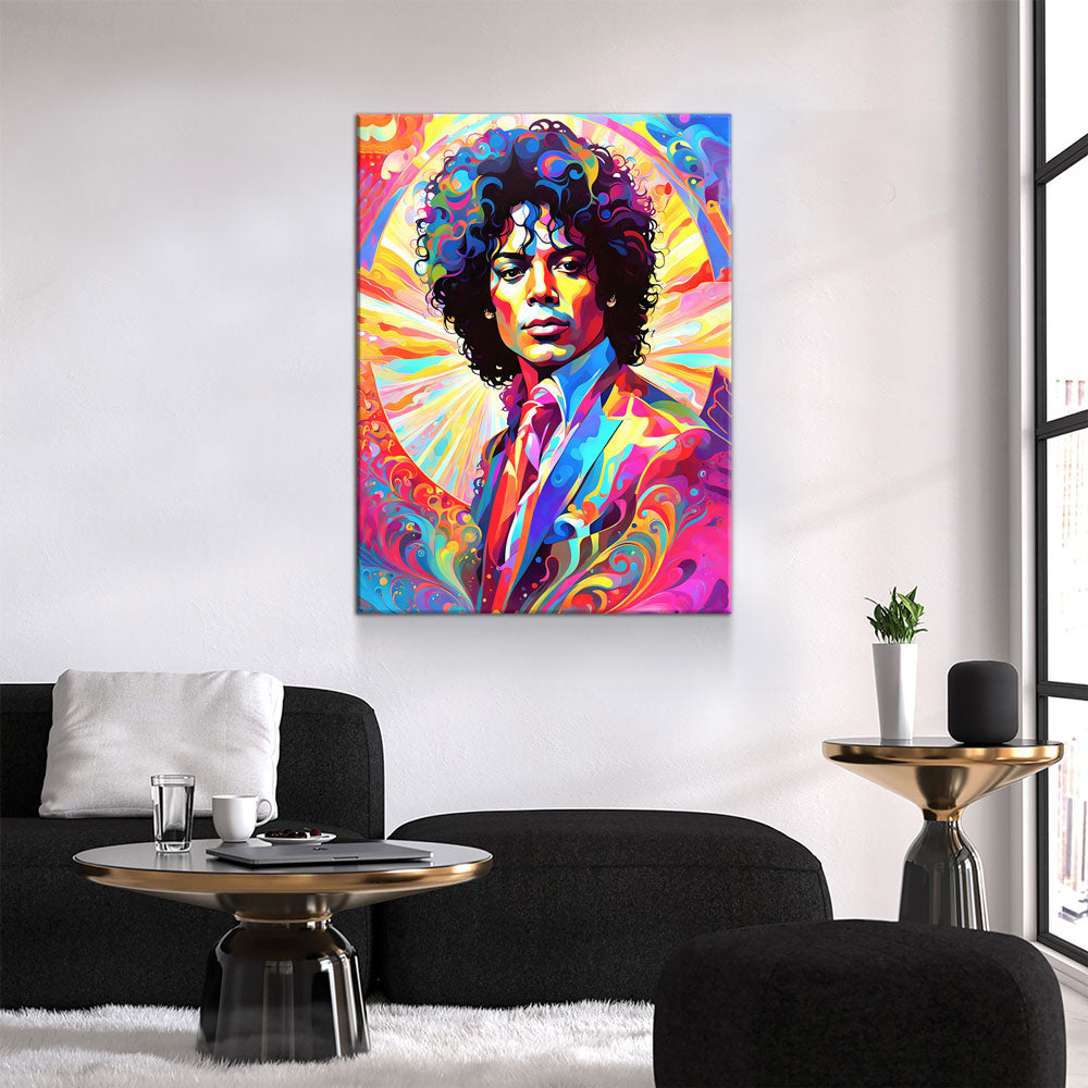 Abstract Michael Jackson Canvas Wall Art, Colorful Michael Jackson Print Gallery Wrap