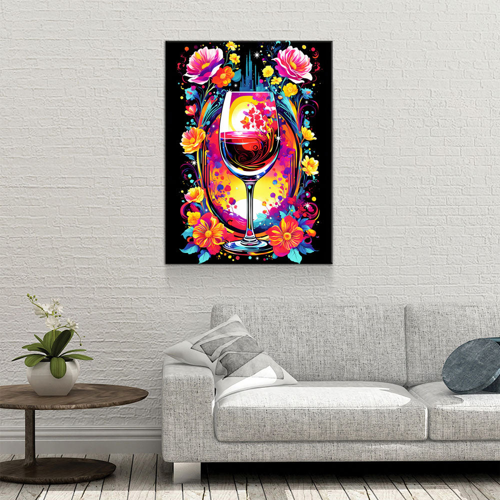 Smell The Flowers Canvas Wall Art, Abstract Wine And Flowers Print Gallery Wrap
