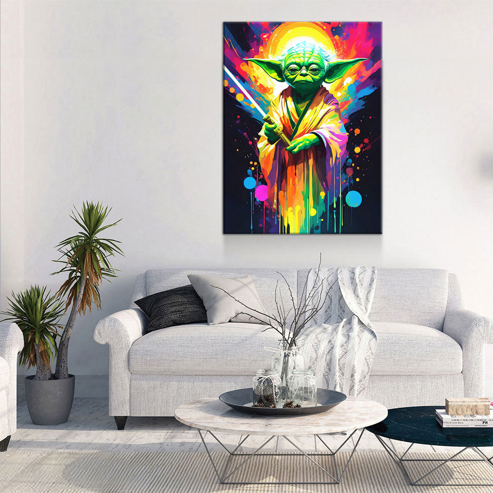 Yoda One Canvas Wall Art, Abstract Yoda