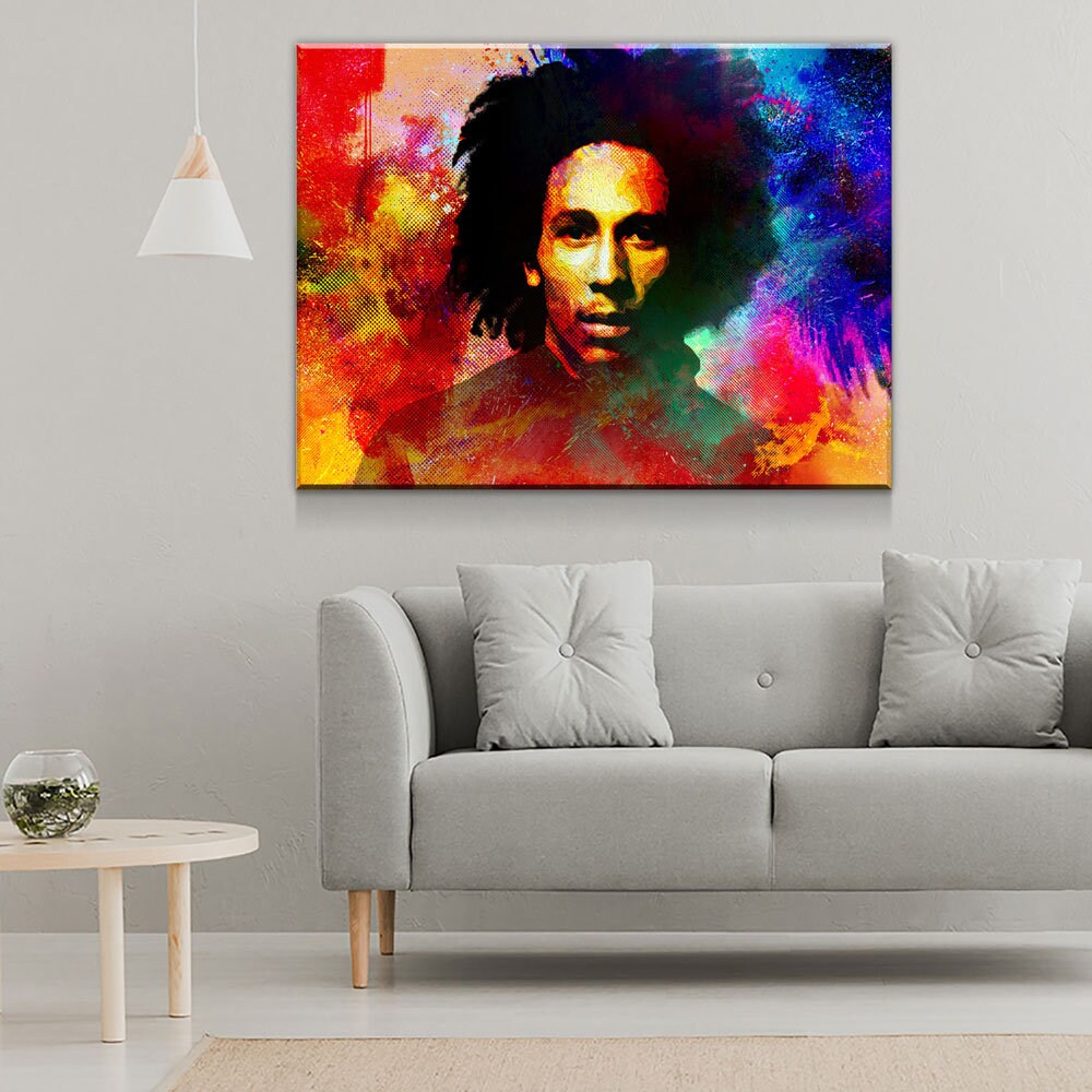 Bob Marley Abstract Canvas Wall Art With Floating Frame