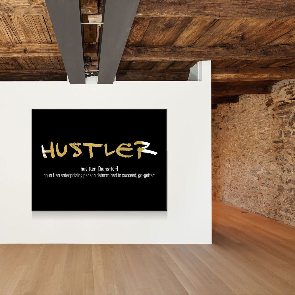 Hustler Definition Canvas Wall Art, Motivational Wall Decor, Hustler Art, Office Art, Success Quotes, Hustle Gallery Wrap