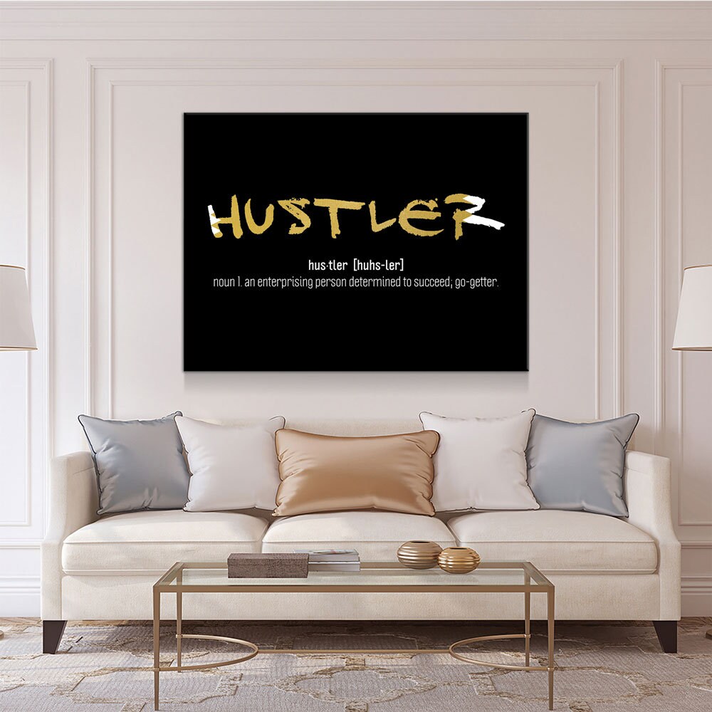 Hustler Definition Canvas Wall Art, Motivational Wall Decor, Hustler Art, Office Art, Success Quotes, Hustle