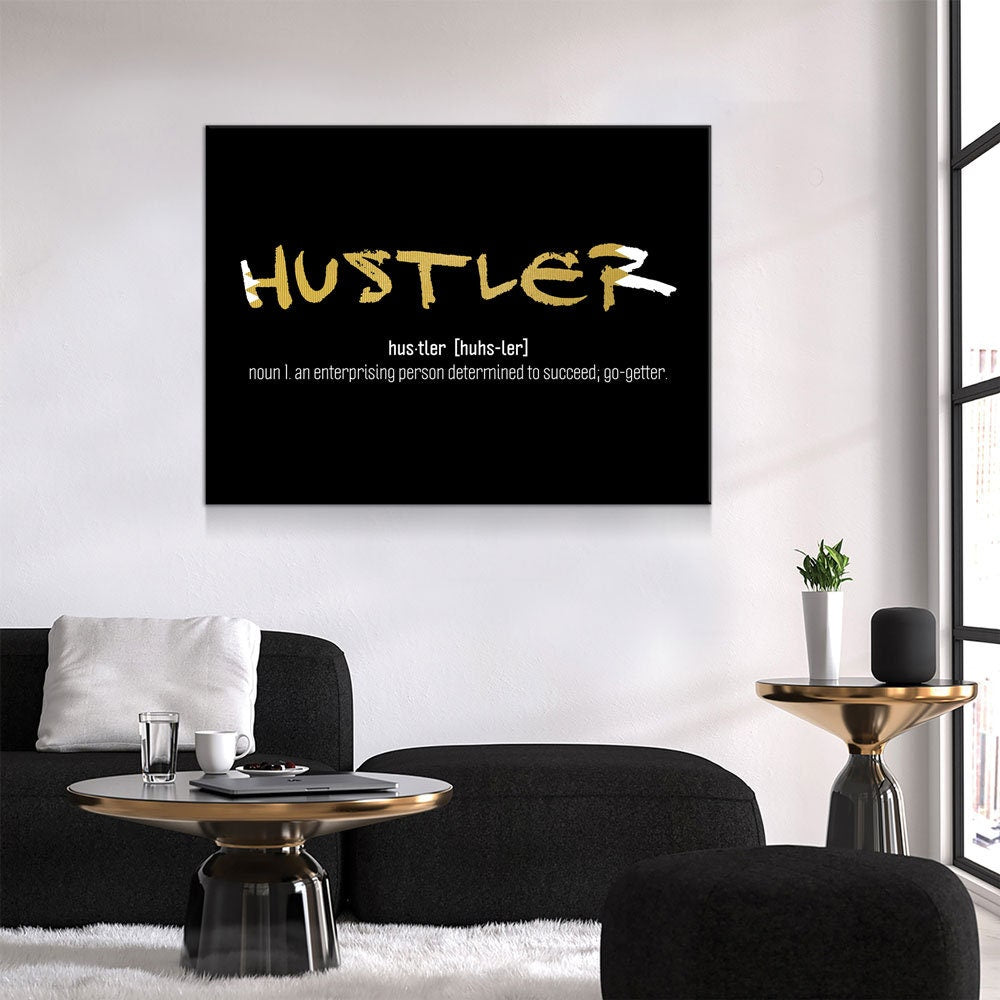 Hustler Definition Canvas Wall Art, Motivational Wall Decor, Hustler Art, Office Art, Success Quotes, Hustle