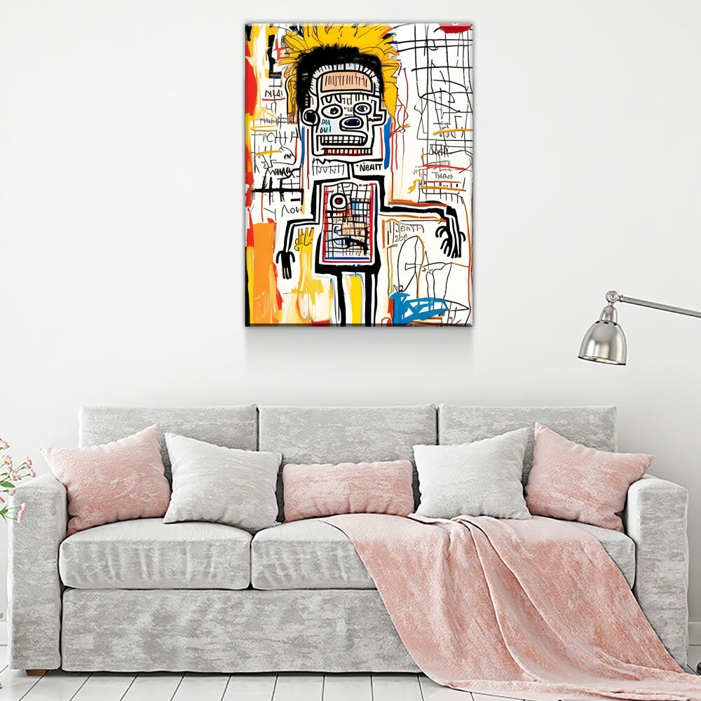 Busy Body Canvas Wall Art, Contemporary Art, Neo-expressionism, Primitivism, Abstract Expressionist, Abstract Decor, Basquiat Inspired Art
