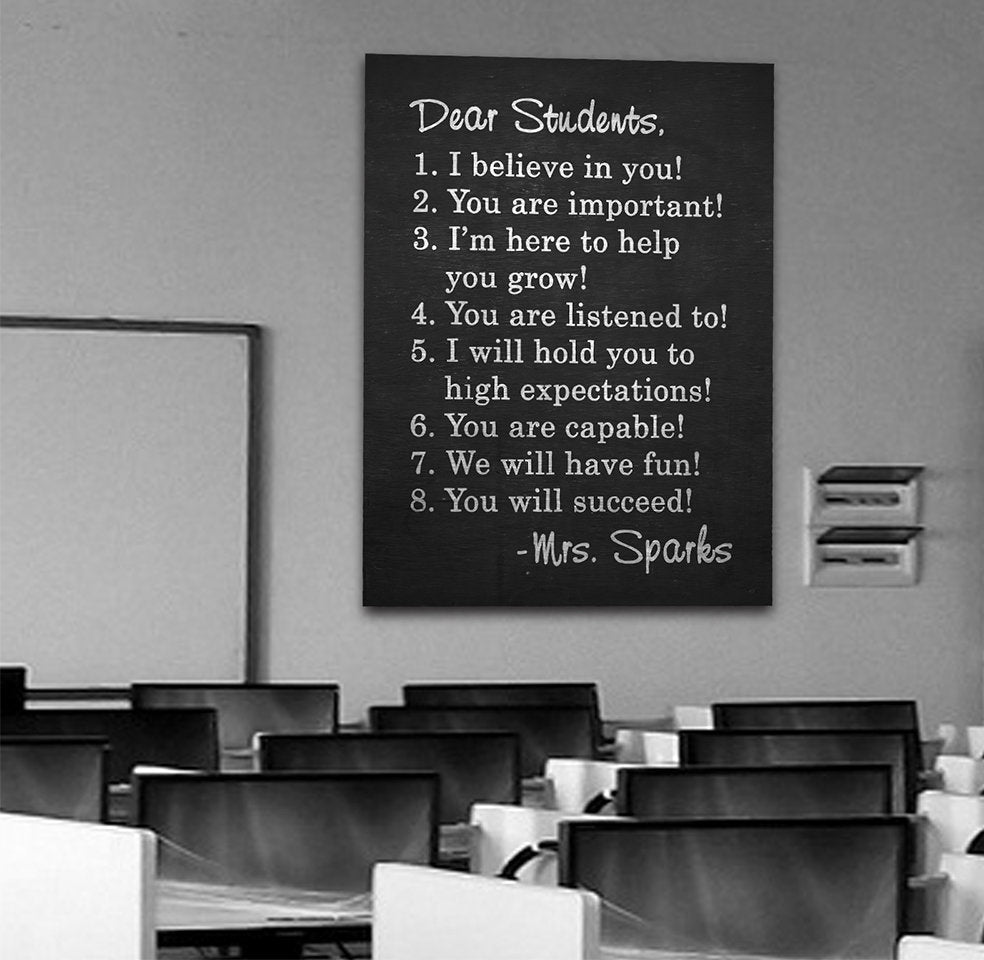 Dear Students Canvas Wall Art, Classroom Decor ,Teachers, Personalized Name, Teacher Gift, Classroom Decor, Classroom Sign