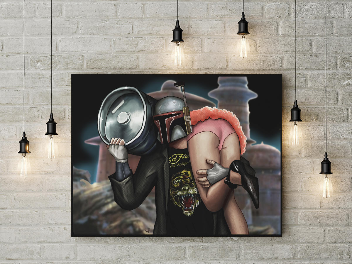 Boba Fett Epic Party Canvas Wall Art, Star Wars Parody With Epic Party Artwork Gallery Wrap
