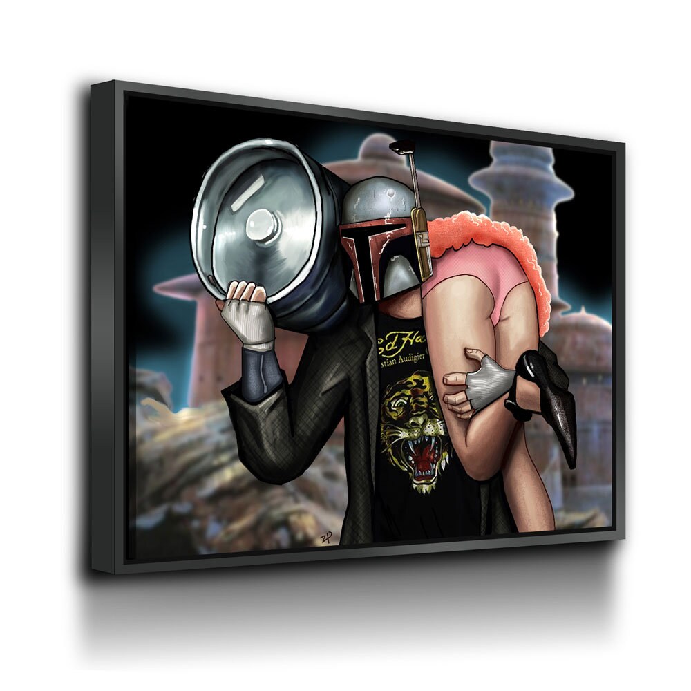 Boba Fett Epic Party Canvas Wall Art, Star Wars Parody With Epic Party Artwork