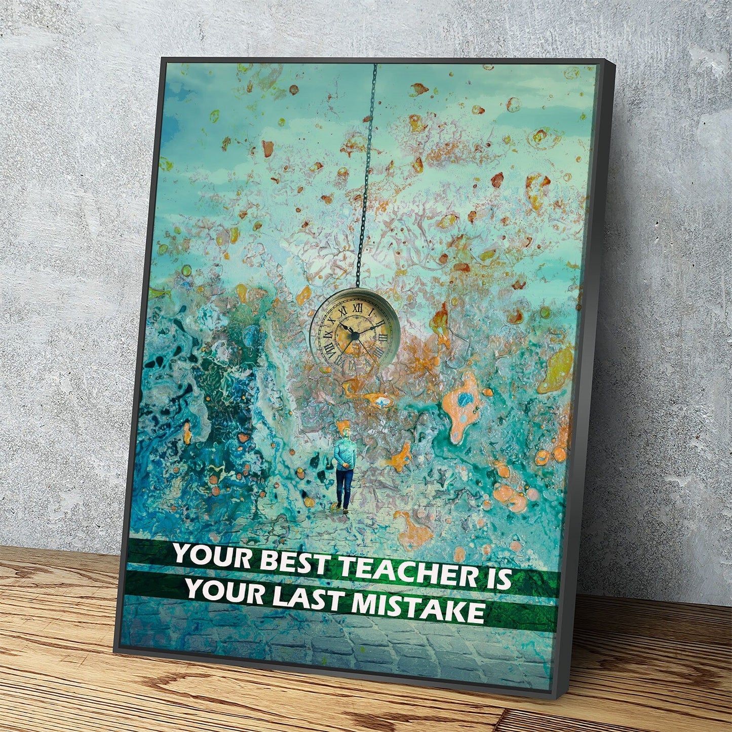 Your Best Teacher Is Your Last Mistake Canvas Wall Art, Motivational Wall Art, Inspirational Decor With Floating Frame