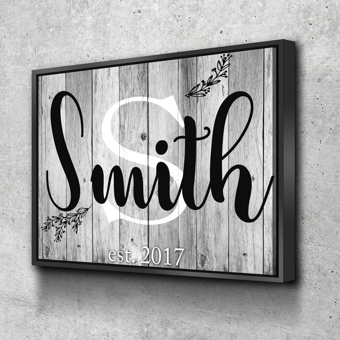 Family Name & Initial Canvas Wall Art, Anniversary Gift, Family Name Custom Decor With Floating Frame