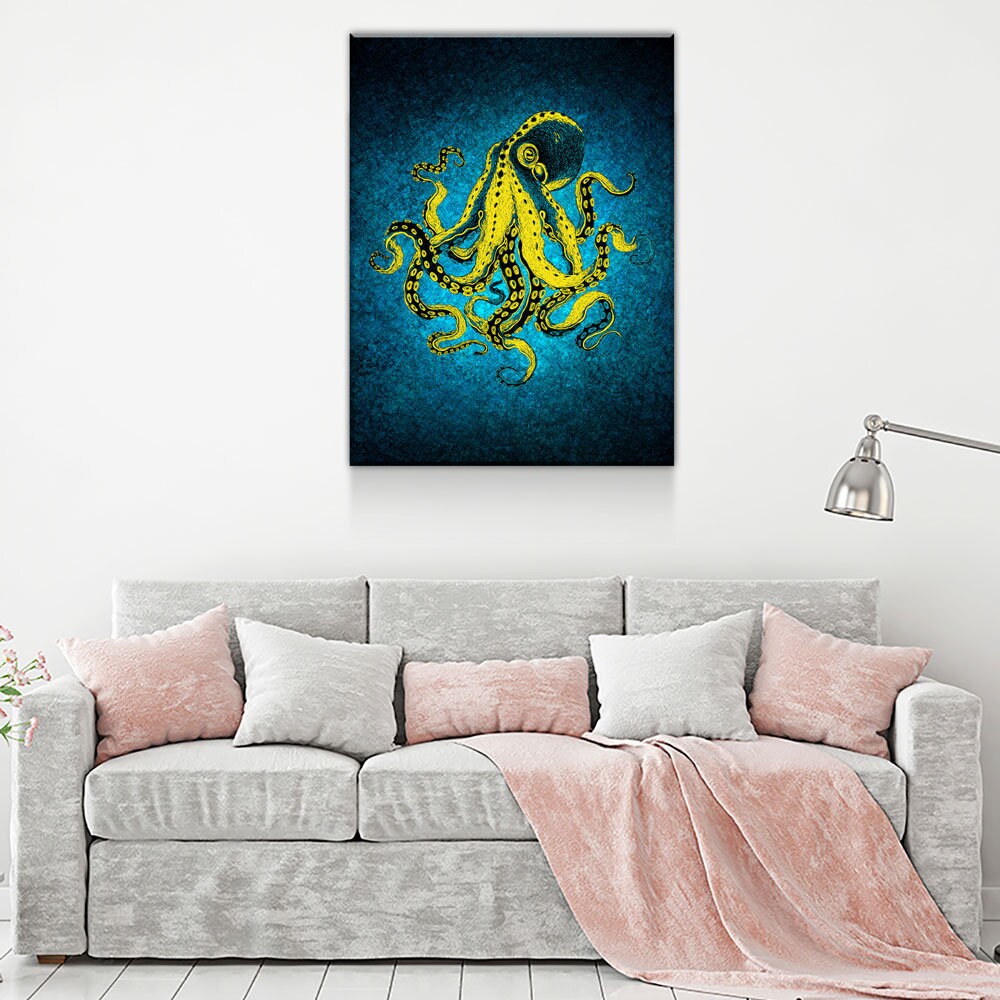 Abstract Octopus Canvas Wall Art, Nautical Decor, Octopus Wall Decor, Octopus Deep Sea Decor, Ocean Decor