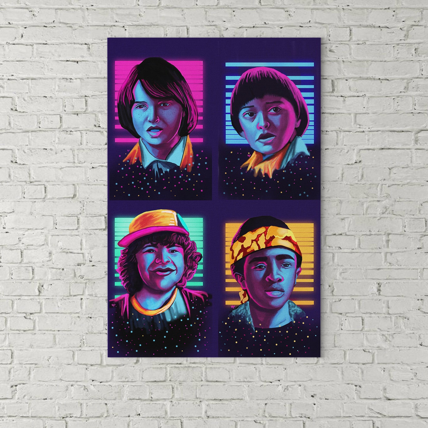Stranger Things Canvas Wall Art, Fan Art, Mike, Will, Dustin And Lucas, Inspired, Stranger Things Decor, Stranger Things Series