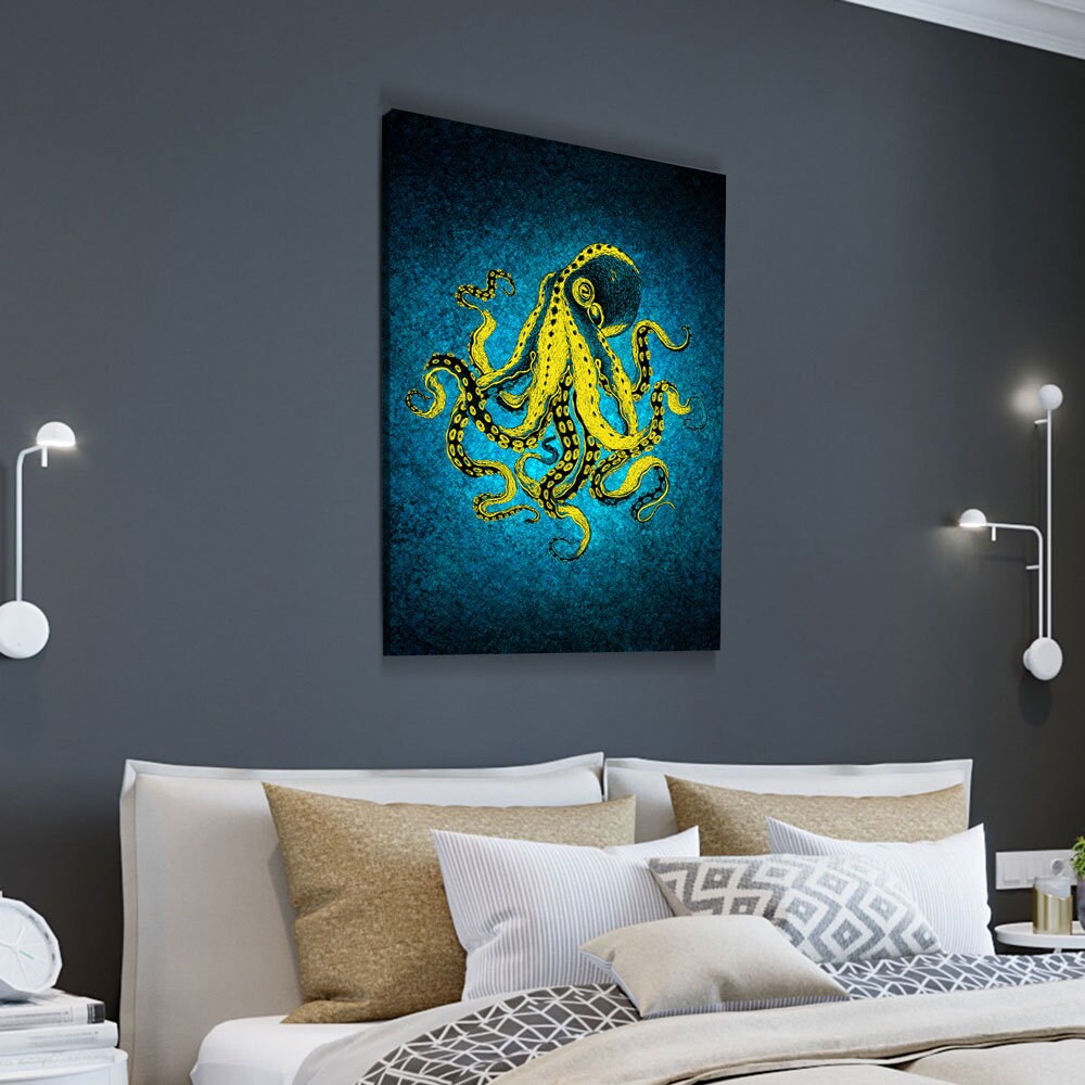 Abstract Octopus Canvas Wall Art, Nautical Decor, Octopus Wall Decor, Octopus Deep Sea Decor, Ocean Decor