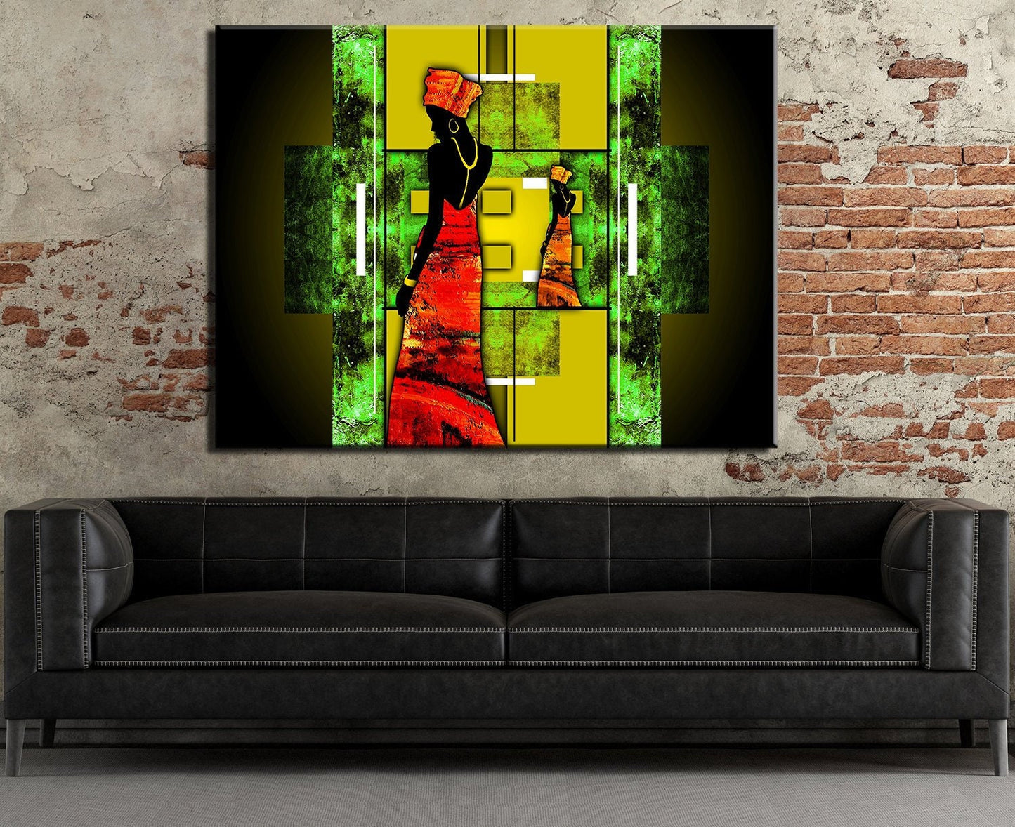 African Lady Canvas Wall Art, Ethnic Retro Art, African Lady, African Abstract Wall Art, Gallery Wrap Or Floating Frame Gallery Wrap