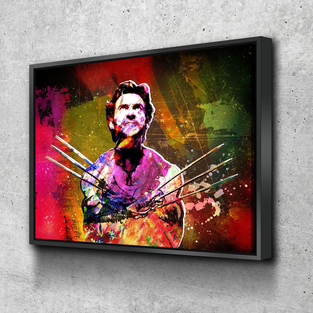 Wolverine Abstract Canvas Wall Art, Abstract Wolverine, Wolverine Decor With Floating Frame