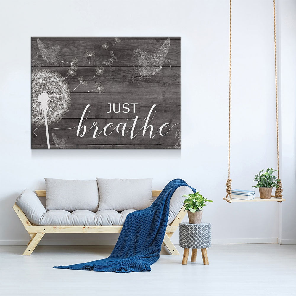 Just Breathe Canvas Wall Art, Inspirational Wall Art, Romantic Wall Art, Anniversary Gift, Couples Gift, Wedding Gift, Bedroom Decor
