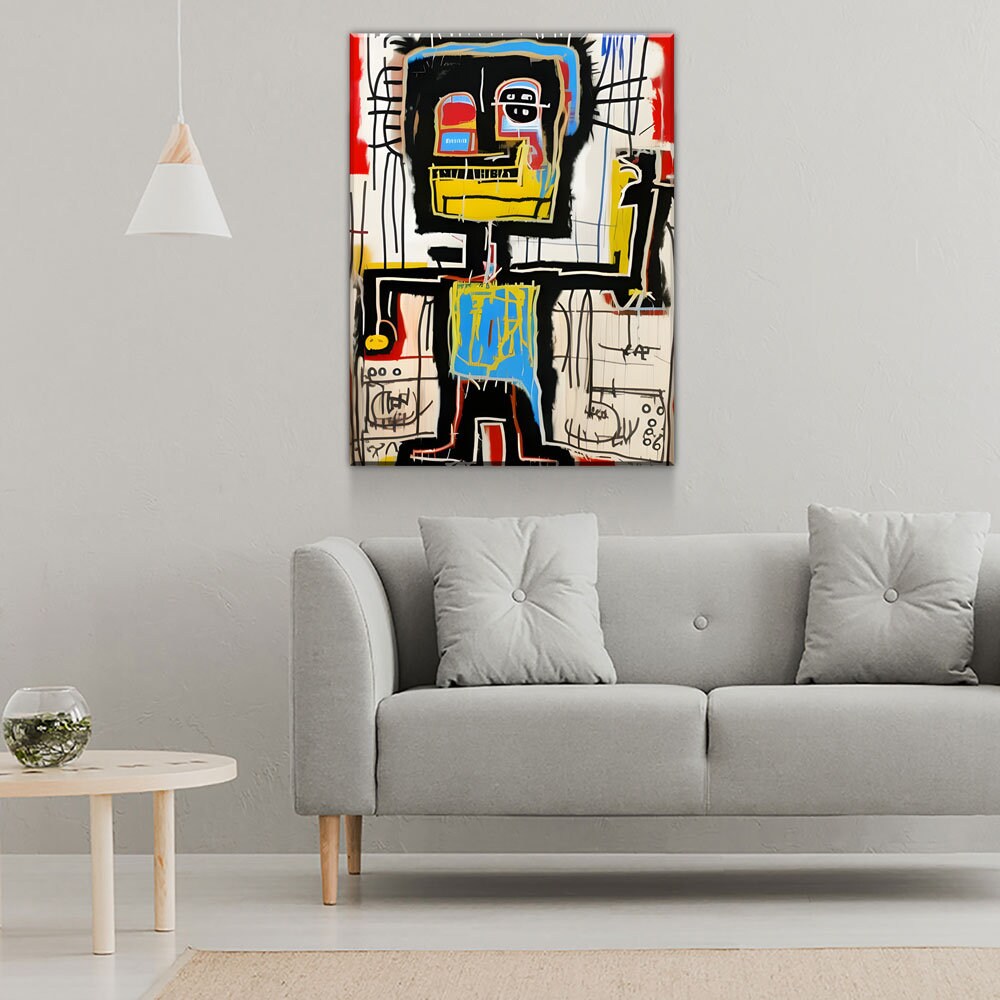 Dance Party Canvas Wall Art, Contemporary Art, Neo-expressionism, Primitivism, Abstract Expressionist, Abstract Decor, Basquiat Inspired Art
