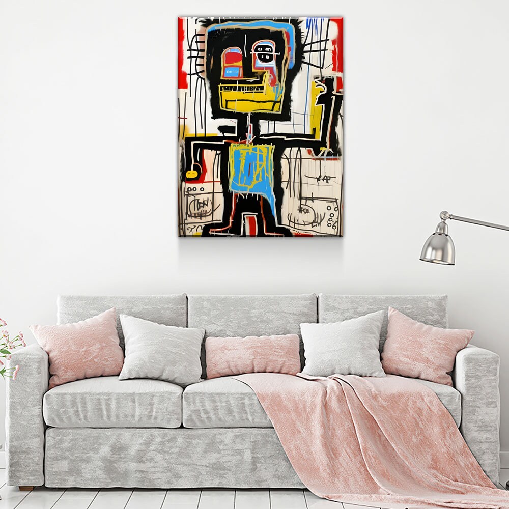 Dance Party Canvas Wall Art, Contemporary Art, Neo-expressionism, Primitivism, Abstract Expressionist, Abstract Decor, Basquiat Inspired Art