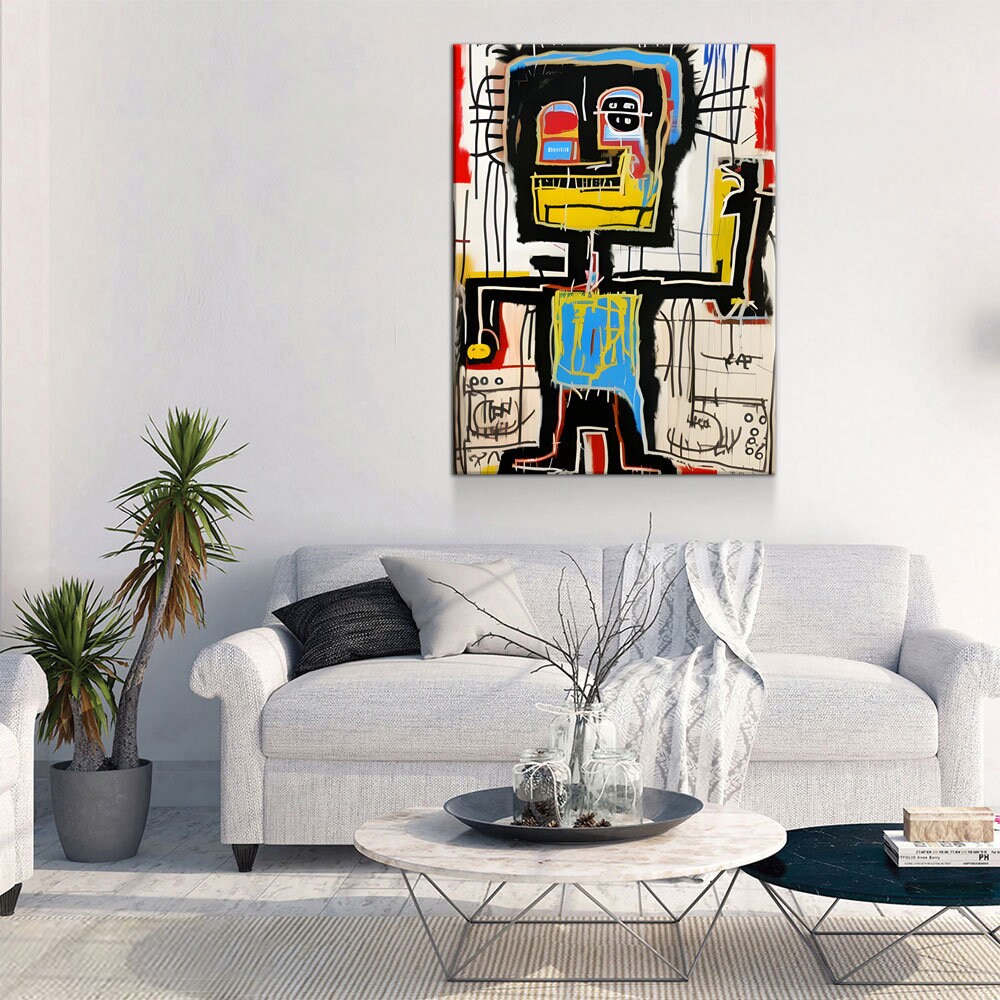 Dance Party Canvas Wall Art, Contemporary Art, Neo-expressionism, Primitivism, Abstract Expressionist, Abstract Decor, Basquiat Inspired Art