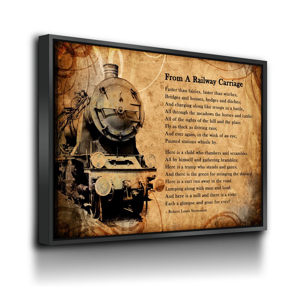 From A Railway Carriage Canvas Wall Art, Train Poem, Robert Louis Stevenson Poem, Train Travel Decor, Child's Garden of Verses