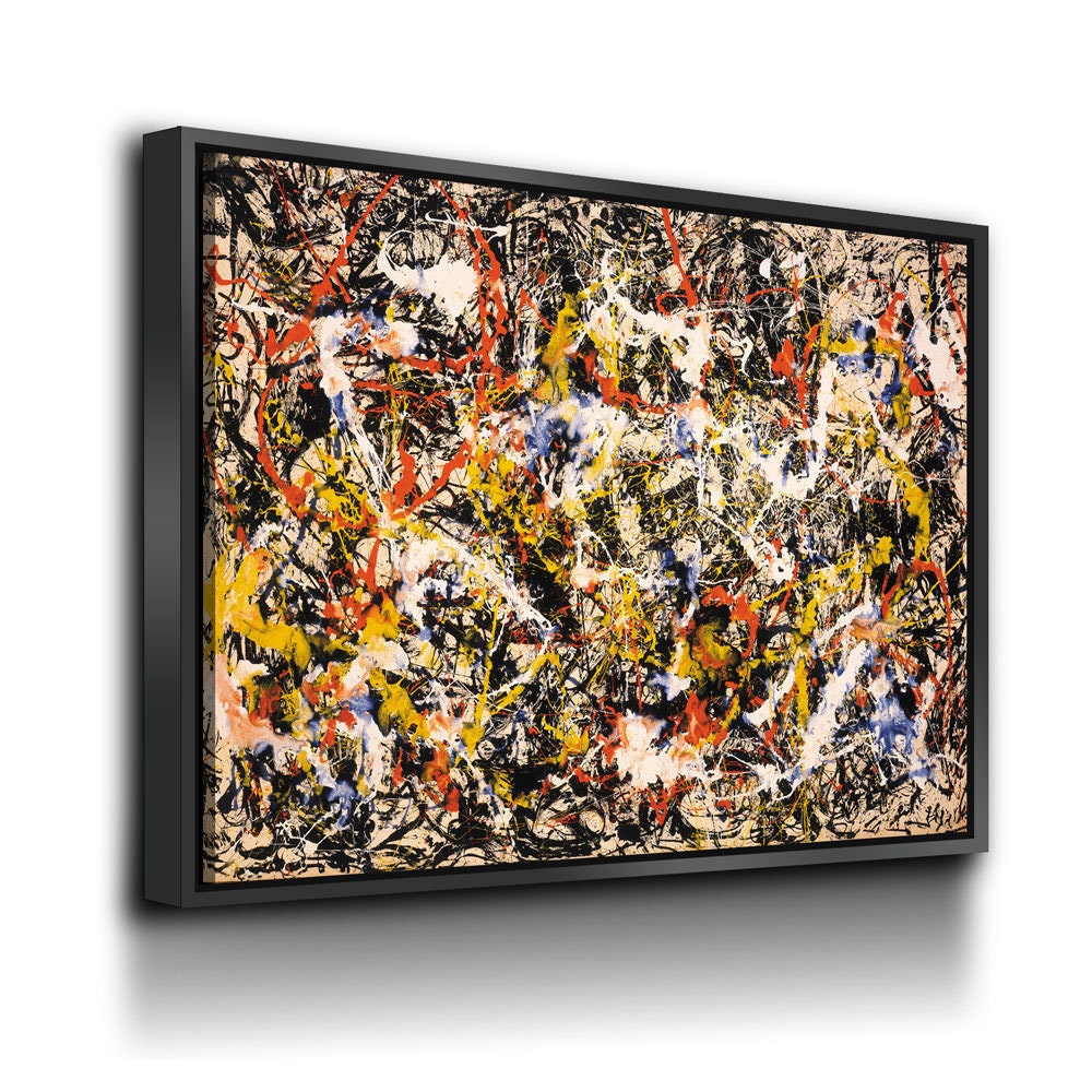 Convergence Abstract Canvas Print, Modern Wall Decor, Jackson Pollock Style Wall Art, Abstract Decor, Abstract Expressionism With Floating Frame