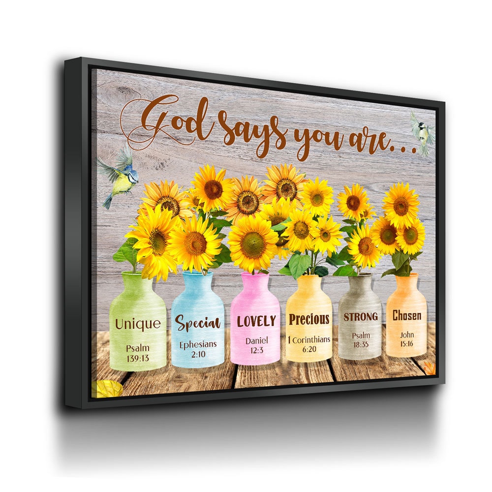 God Says You Are Wall Art, Sunflower Canvas, Jesus Canvas, Christian Canvas, God Canvas, Religious Art, Church Decor, Bible Verse Canvas