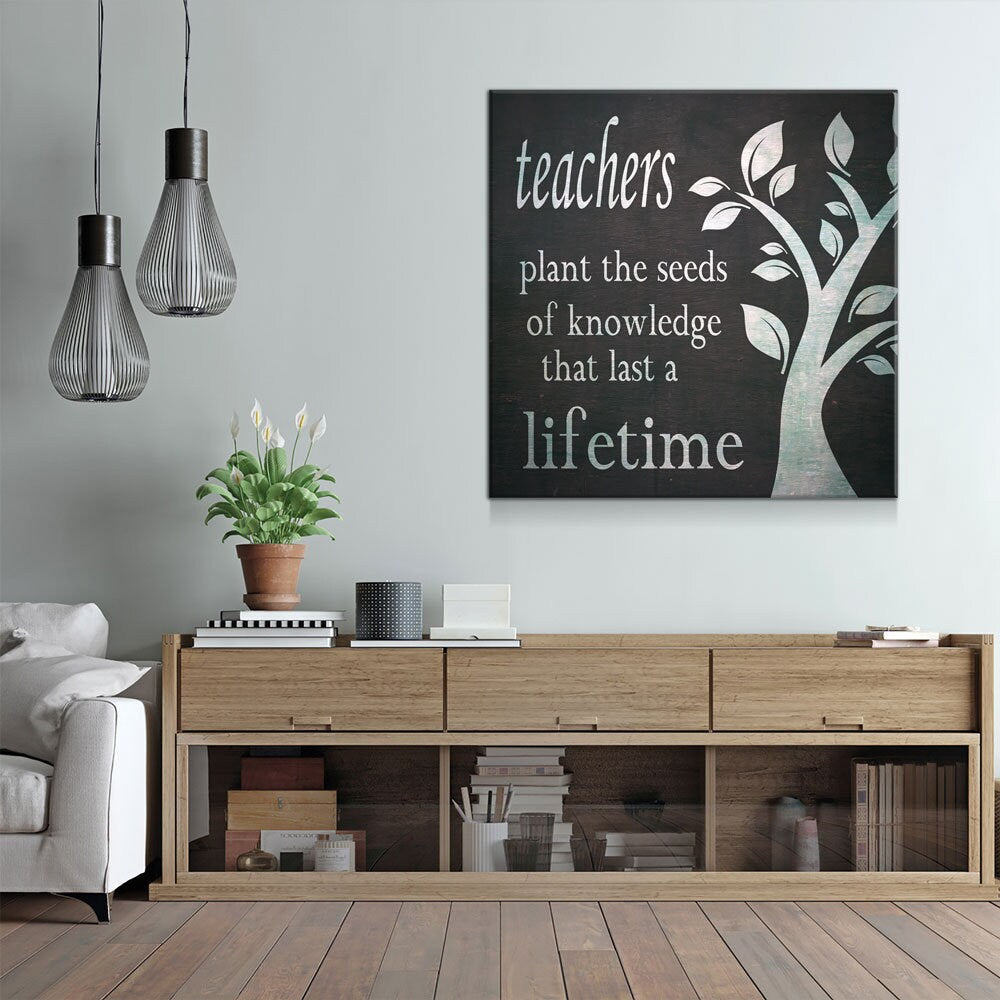 Teachers Decor, Teachers Plant The Seeds Of Knowledge That Last A Lifetime Canvas Wall Art, Teacher Gift, Classroom Decor, Classroom Art