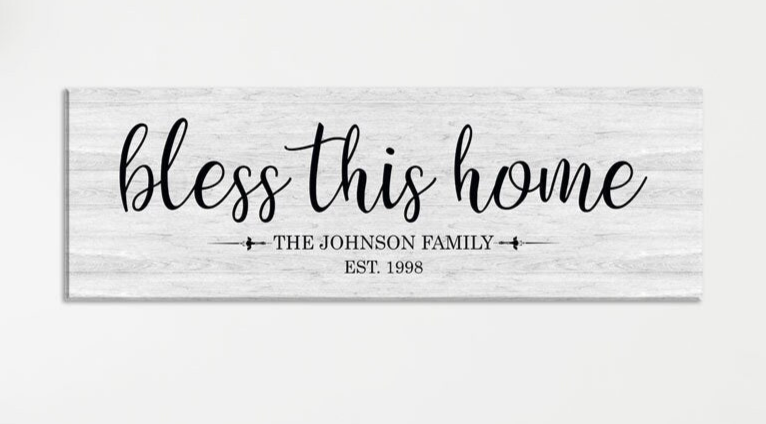 Personalized Bless This Home Farmhouse Style Sign, Personalized Canvas Wall Art, Wedding Gift, Anniversary Gift, Housewarming Gift