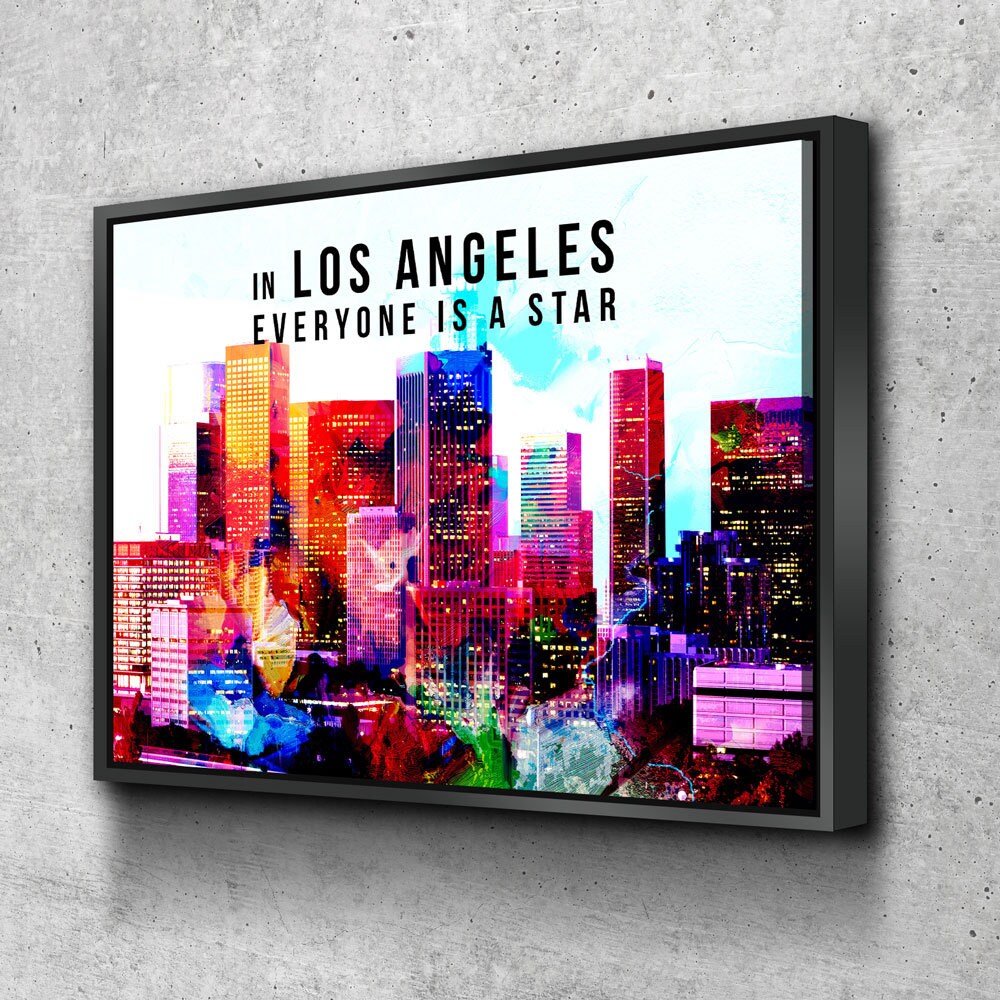 Los Angeles Canvas Wall Art, California Decor, Los Angeles Art, LA Wall Art, LA Decor, In Los Angeles Everyone Is a Star With Floating Frame