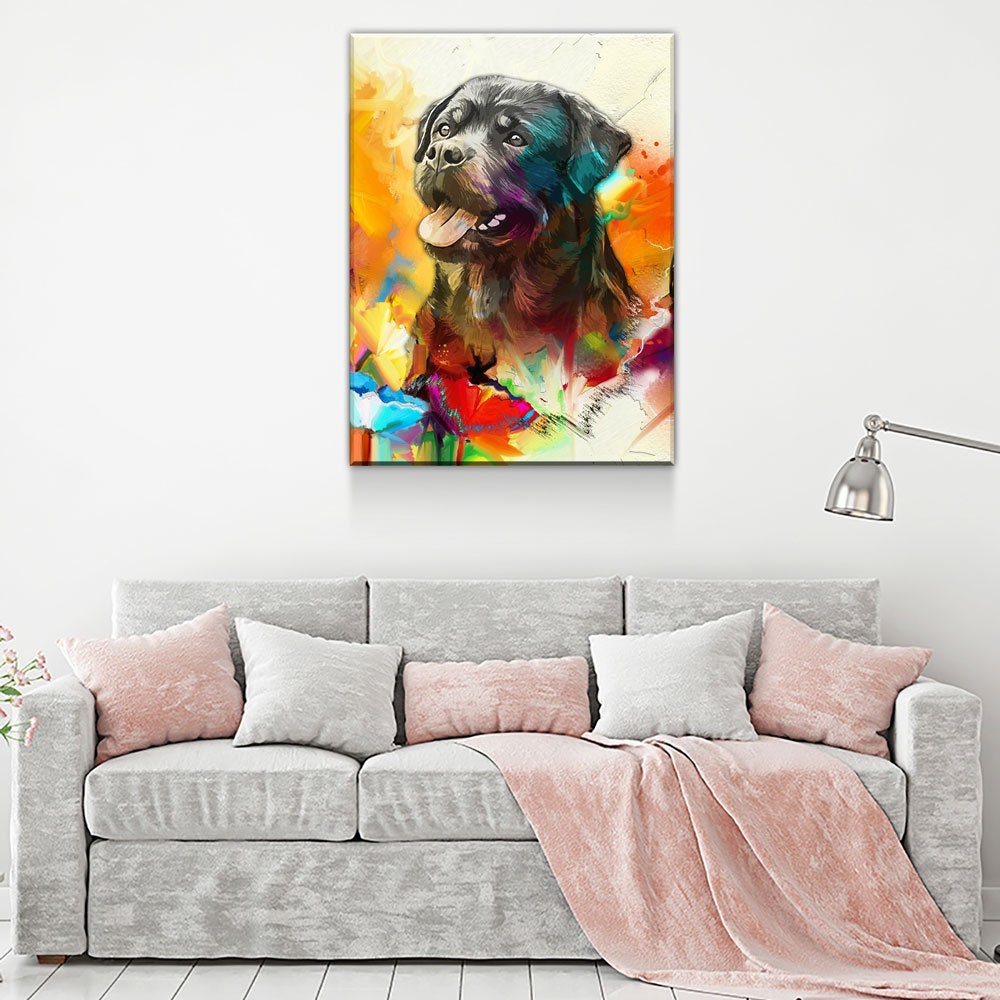 Rottweiler Canvas Wall Art, Abstract Rottweiler Print, Canvas Wall Decor, Home Office Dog Decor, Abstract Rottweiler 2 Gallery Wrap