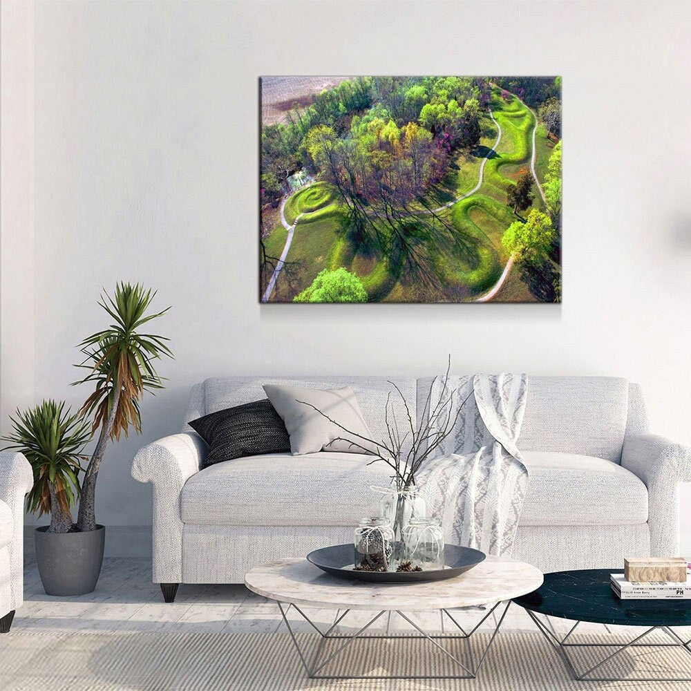 The Great Serpent Mound Canvas Wall Art, American Indian Decor, Ohio Earthworks Art, Adena Culture, Fort Ancient Culture Gallery Wrap