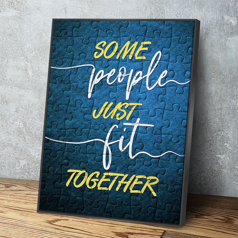 Some People Just Fit Together Canvas Wall Art, Puzzle Piece Art Floating Frame
