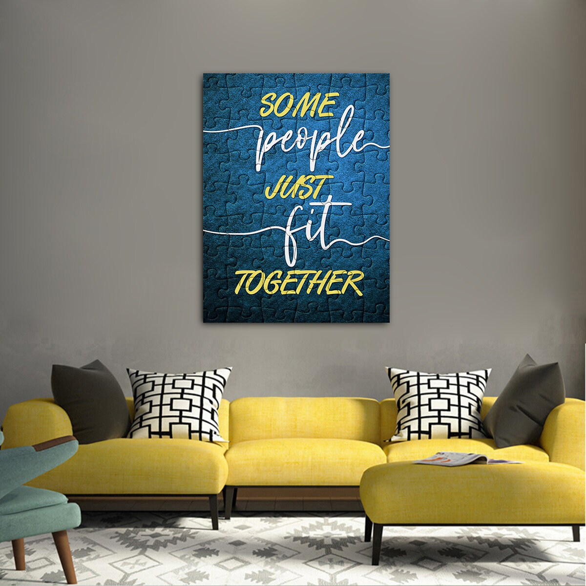 Some People Just Fit Together Canvas Wall Art, Puzzle Piece Art