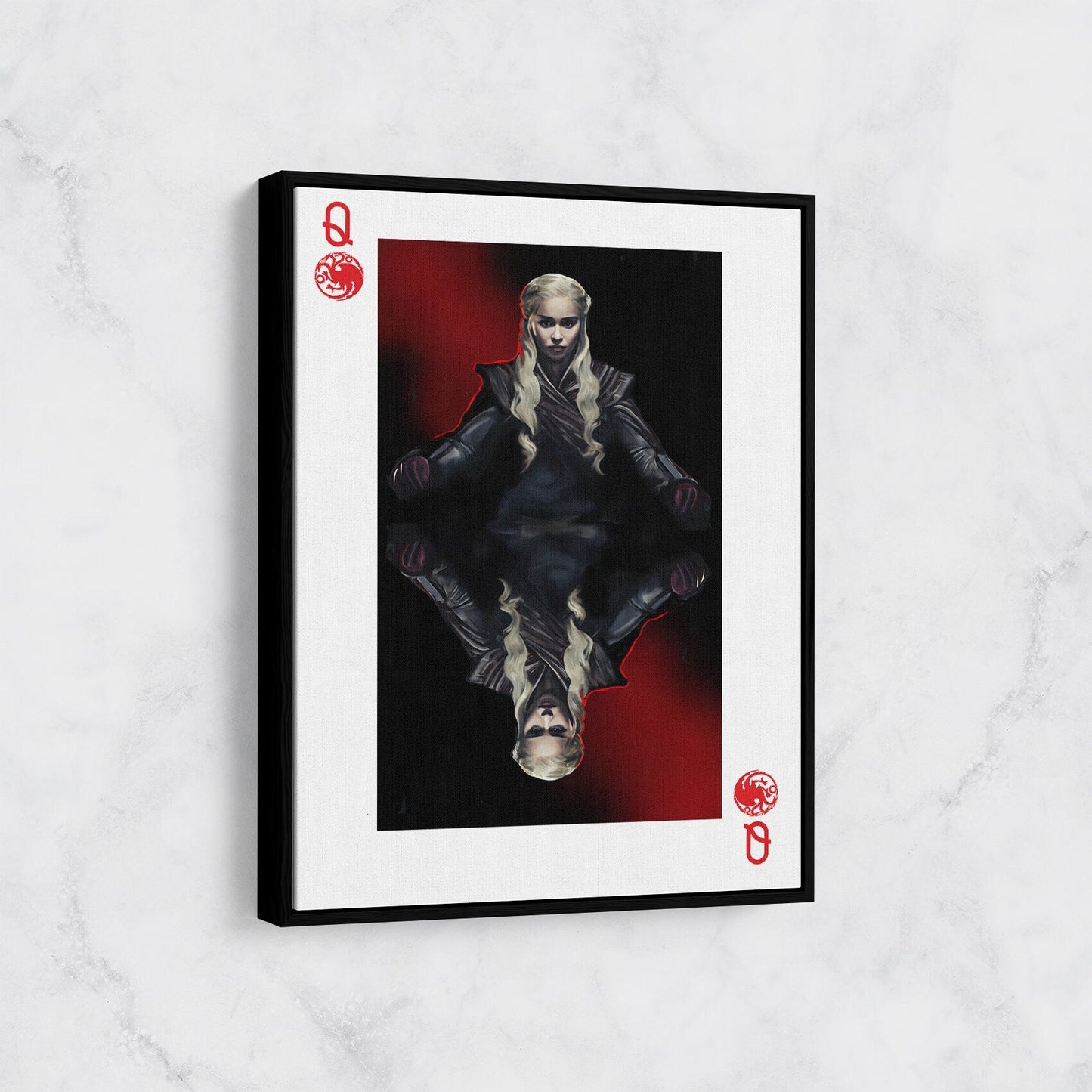 Daenerys Targaryen Queen Card, Canvas Wall Art, GOT, Dany, Queen Daenerys Targaryen With Floating Frame