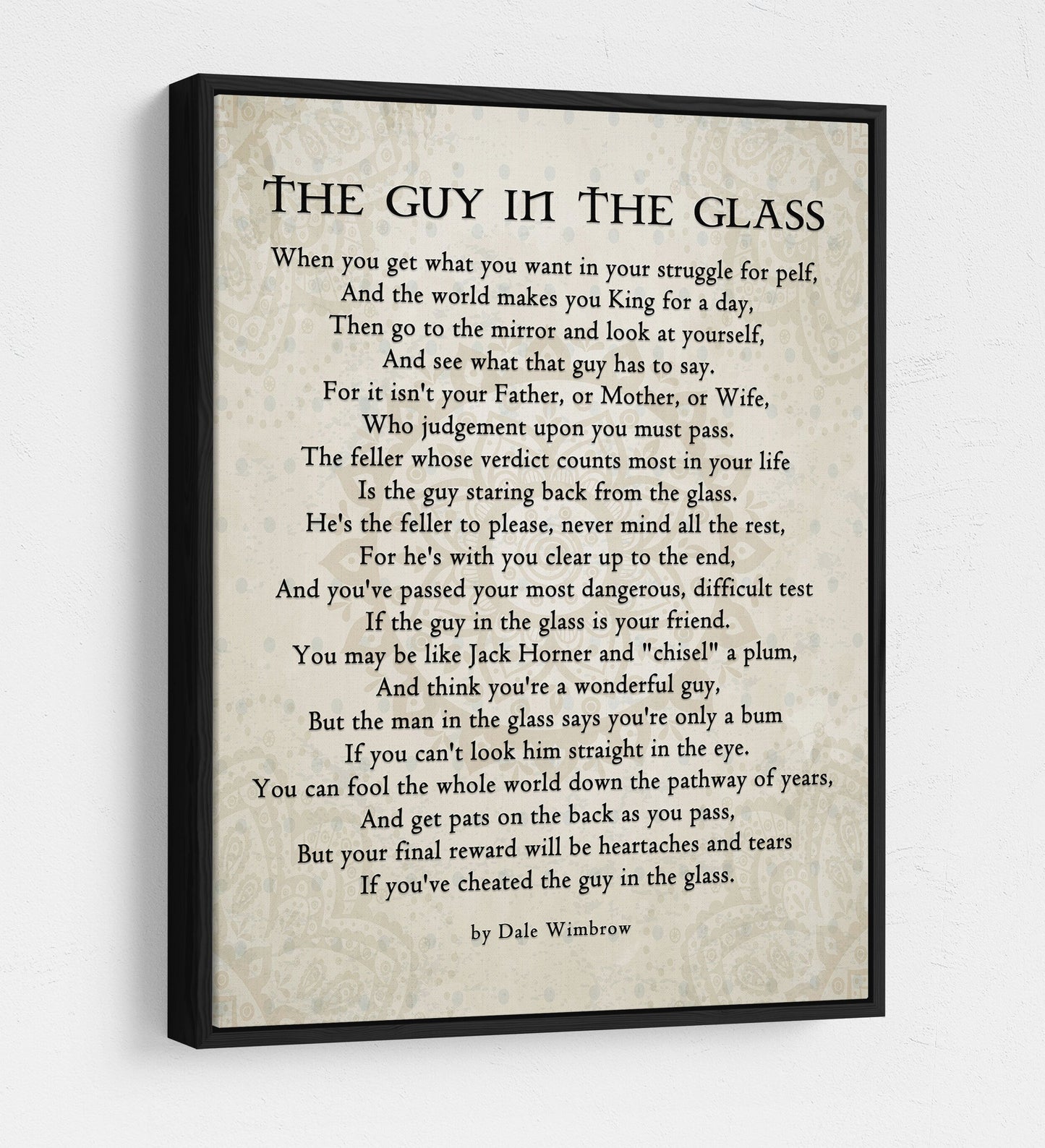 The Guy in the Glass Canvas Wall Art, 1934 Poem by Dale Wimbrow, Graduation Gift, Graduation Idea, Office Decor
