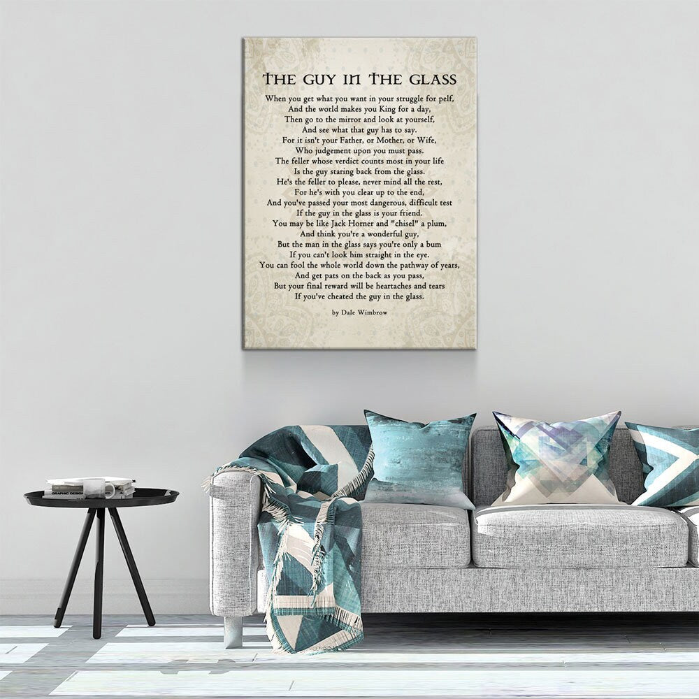 The Guy in the Glass Canvas Wall Art, 1934 Poem by Dale Wimbrow, Graduation Gift, Graduation Idea, Office Decor