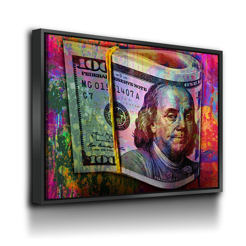 Graffiti Bills Canvas Wall Art, 100 Dollar Bills, Hundred Dollar Bills, Abstract Art, Abstract Decor, Ben Franklin Money Decor, Money Art