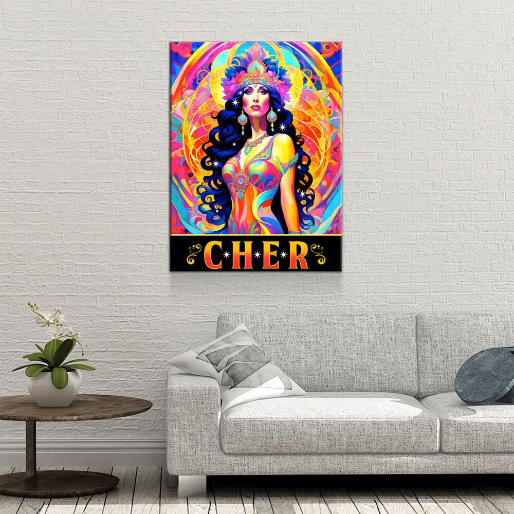 Cher Legend Canvas Wall Art, Abstract Cher, Music Decor, Goddess of Pop Decor, Cher Print, Cher Music Art