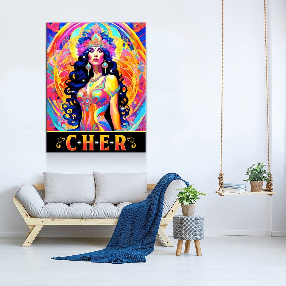 Cher Legend Canvas Wall Art, Abstract Cher, Music Decor, Goddess of Pop Decor, Cher Print, Cher Music Art