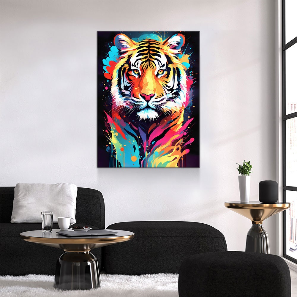 The Tiger Canvas Wall Art, Abstract Tiger Print, Animal Decor, Tiger Decor, Vibrant Tiger Art, Panthera Tigris
