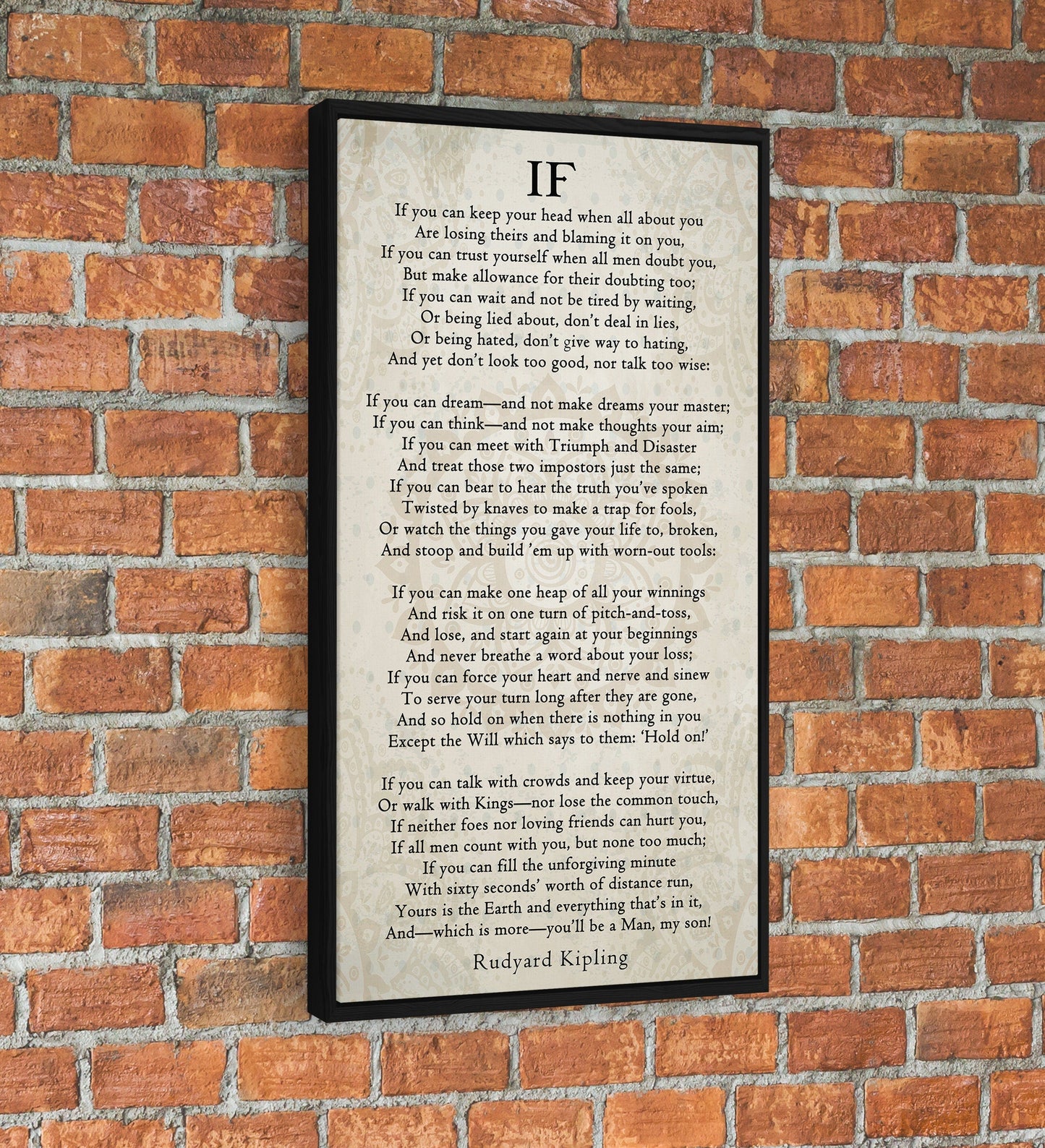 If Poem By Rudyard Kipling Canvas Wall Art, Graduation Gift for Son, IF Print On Canvas, Rudyard Kipling Poetry, You'll Be A Man My Son