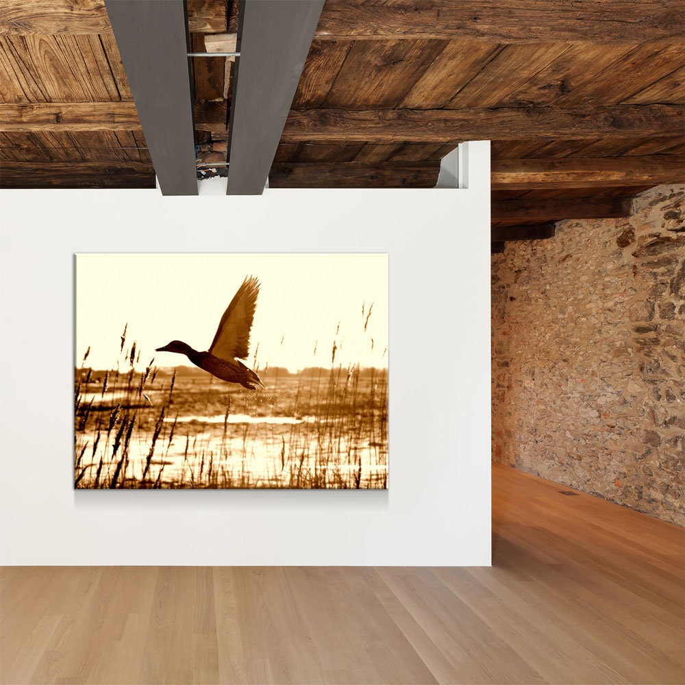 Duck Hunting Canvas Wall Art, Duck Wall Art, Duck Hunters Decor, Cabin Decor, Hunting Decor, Duck Flying In Field