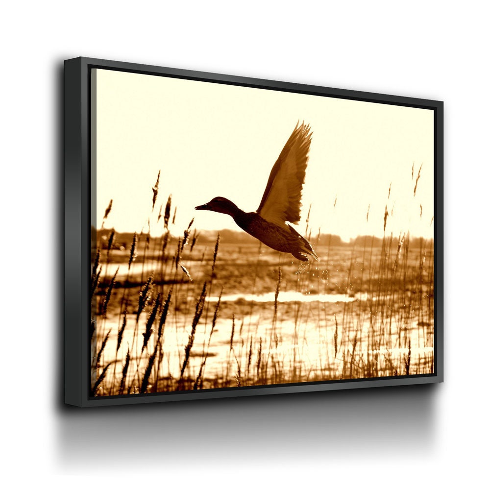 Duck Hunting Canvas Wall Art, Duck Wall Art, Duck Hunters Decor, Cabin Decor, Hunting Decor, Duck Flying In Field
