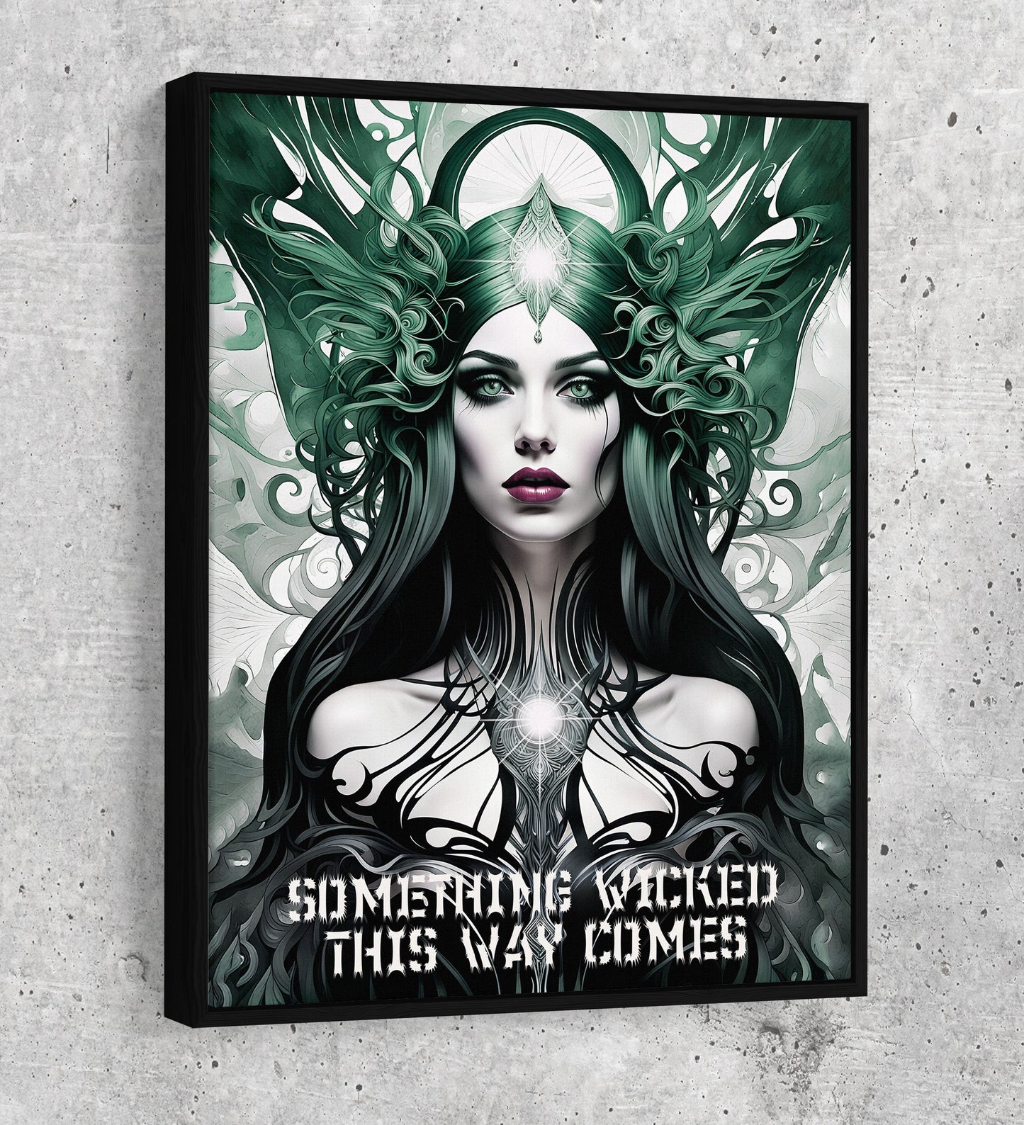 Something Wicked This Way Comes Canvas Wall Art, Dark Fantasy Art, Fantasy Decor, Witch Decor Black Floating Frame