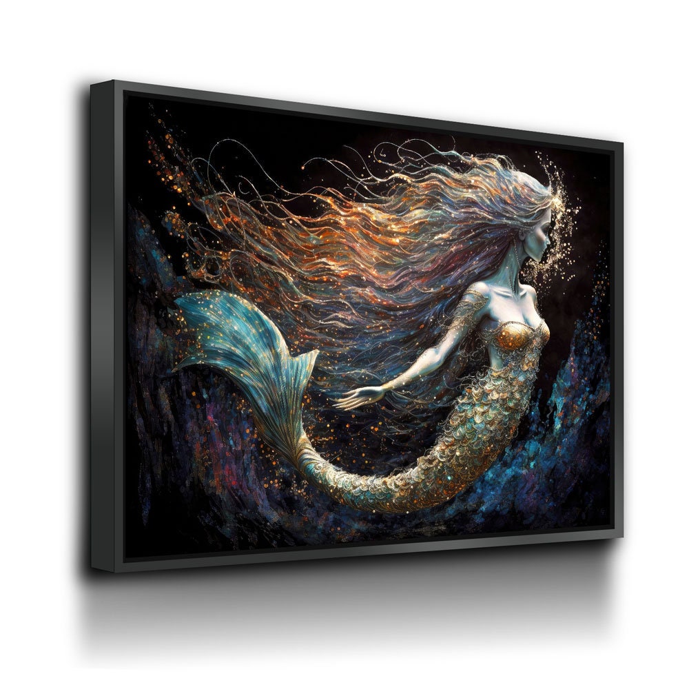 Mermaid Canvas Wall Art, Abstract Mermaid Decor, Mermaid Canvas Print, Mermaid Wall Decor, Mermaid Art, Kids Room Decor, Fantasy Art